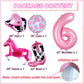 Kwuz Western Cowgirl Balloons Pink 6th Birthday Party Decorations, Retro Horse Cowgirl Hat Boot Balloons Girls Western Theme Rod