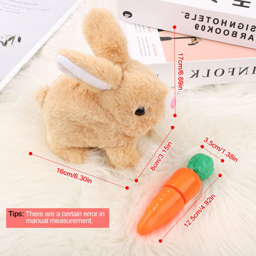 PEUTIER Bunny Plush Toy with Carrot Toy  Interactive Bunny Toy Electronic Hopping Rabbit Toy Walking Bunny Toys with Sounds Wiggle Ears Twitch Nose Bunny Toy for Kids Easter Birthday Gifts