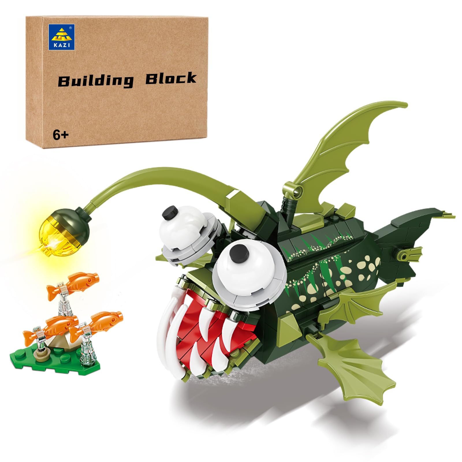 Kazi Angler Fish Toy Building Set,Halloween Sea Creatures Building Blocks,Ocean Animal Toys For Kids Ages 6 7 8 9 10 Plus Boys G