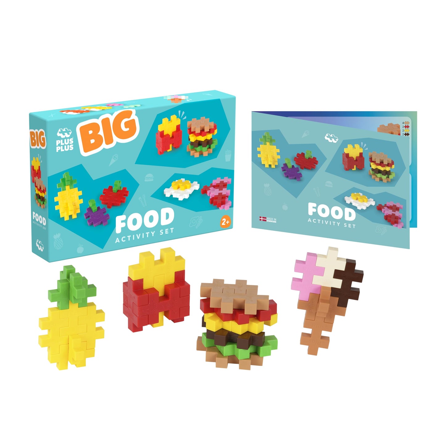 Plus Plus - Big Activity Set, Food, 50 Piece - Construction Building Stem Toy, Interlocking Large Puzzle Blocks For Toddlers And