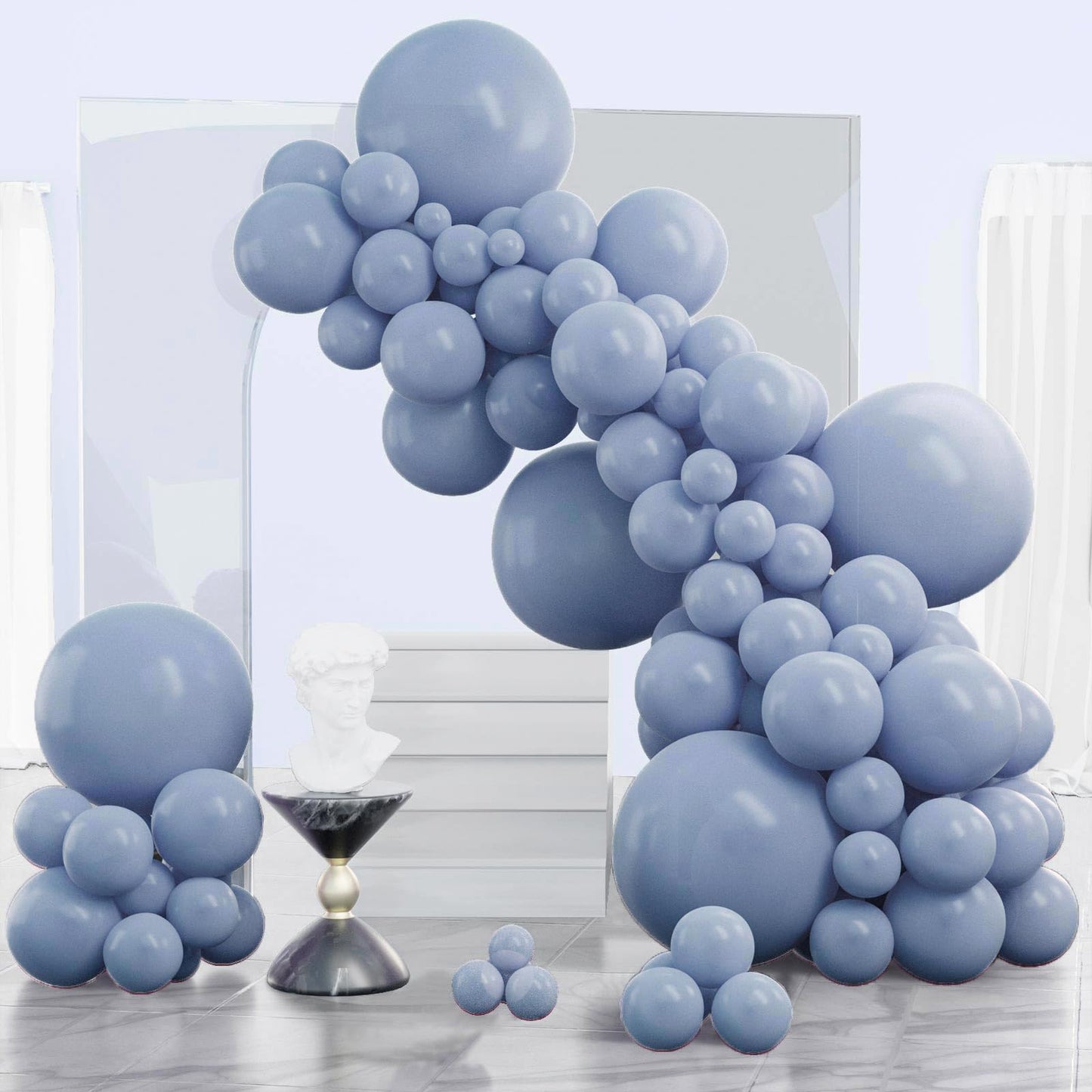 Partywoo Dusty Blue Balloons, 120 Pcs Boho Blue Balloons Different Sizes Pack Of 18 Inch 12 Inch 10 Inch 5 Inch Slate Blue Balloons For Balloon Garland Or Balloon Arch As Party Decorations, Blue-F16
