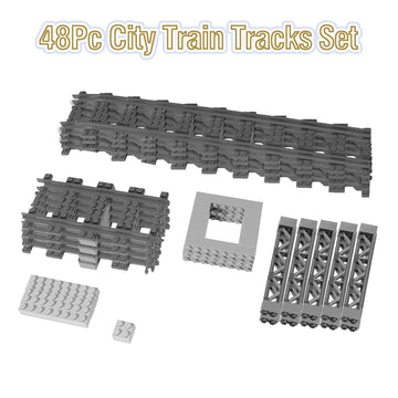 68 Pcs City Train Tracks Building Block Set Compatible With Lego,Train Tracks Accessories Set,Train Track Bridge Uphill And Down