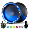 Magicyoyo V10 Black Blue Unresponsive Yoyo Professional Finger Spin Yoyo With 12 Yoyo Strings, Yoyo Case, Yoyo Glove