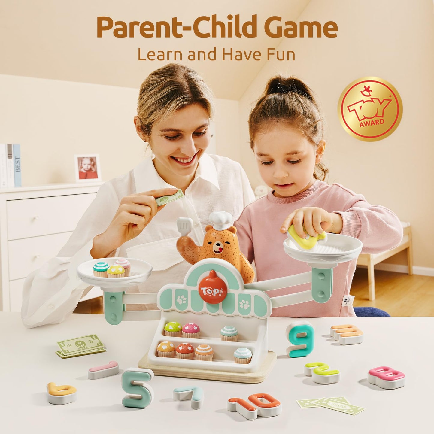 Top Bright Balance Math Game For Kids, Preschool Math Games For Kids Ages 3-5, Stem Montessori Toys For 2 3 4 Year Old Girls Boys Gifts