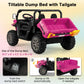 Costzon 24V Ride On Car, 2-Seater Electric Dump Truck W/Remote Control, Dump Bed & Shovel, 4 Spring Suspensions, Kids Utv W/Dual Rpm20000 Motors, Music, Wireless Design, Electric Car For Kids (Pink)