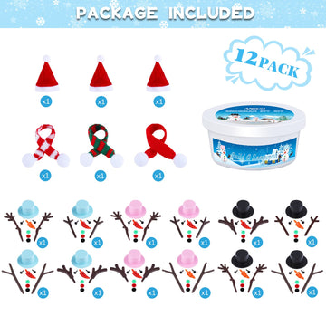 Aneco 12 Pack Christmas Snowman DIY Craft Build Snowman Craft Kit Christmas Decoration Air Dry Modeling Clay Winter Gift Game fo