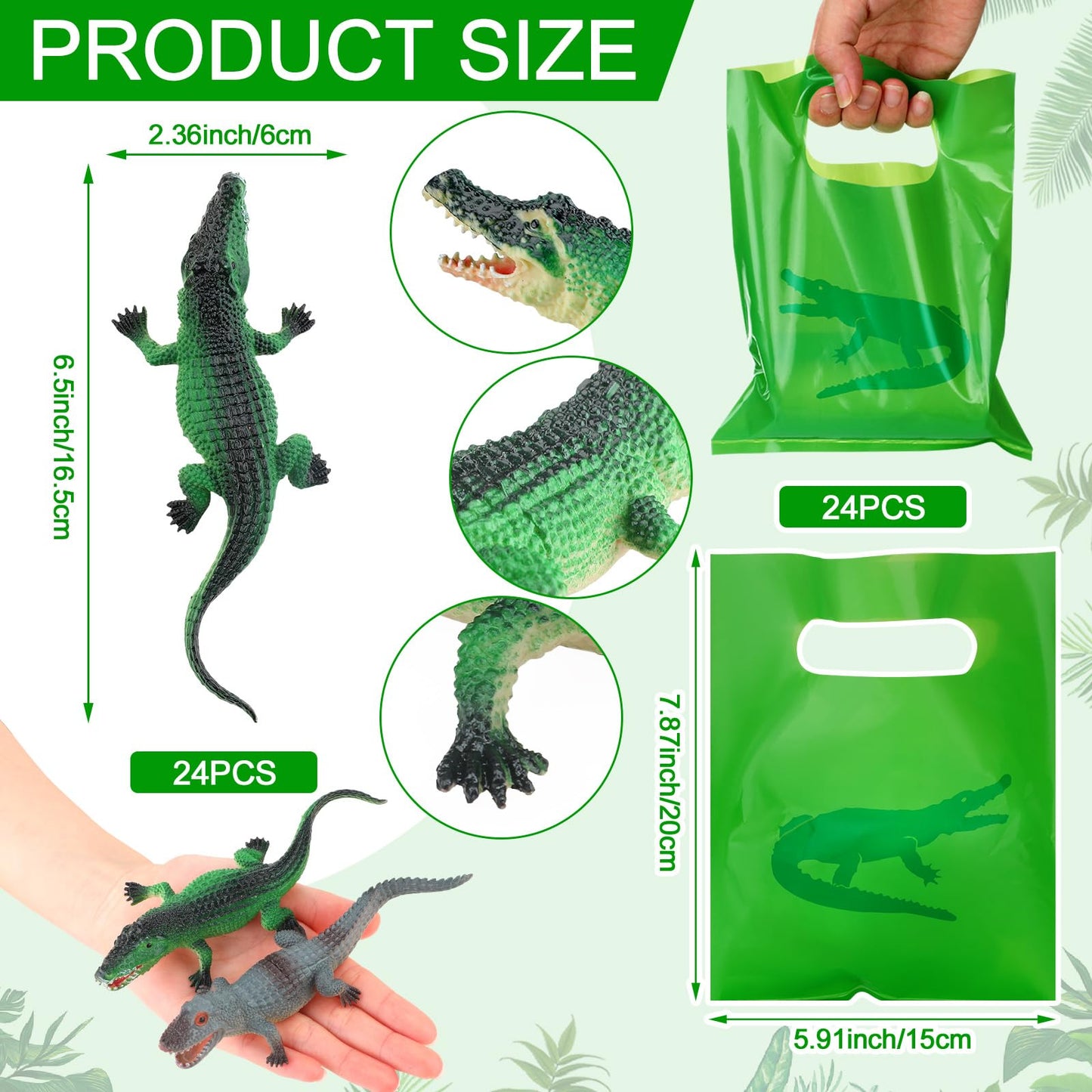 Leyndo 122 Pcs Crocodile Party Favors Gift Set Alligator Reptile Decorations Crocodile Silicone Wristbands Bracelet Stickers Toy