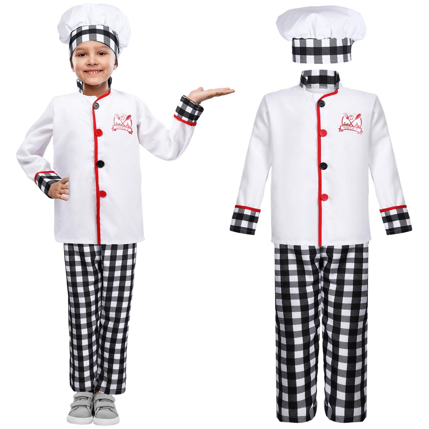 Haysandy 3 Pieces Halloween Kids Chef Costume Role Play Chef Costume With Hat For Boys And Girls(Medium)