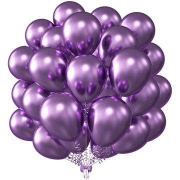 Kalor 12 Inch Metallic Purple Balloons, 50 Pcs Latex Helium Metallic Balloons For Kid'S Birthday Party, Baby Shower, Wedding, Graduate Party Decorations