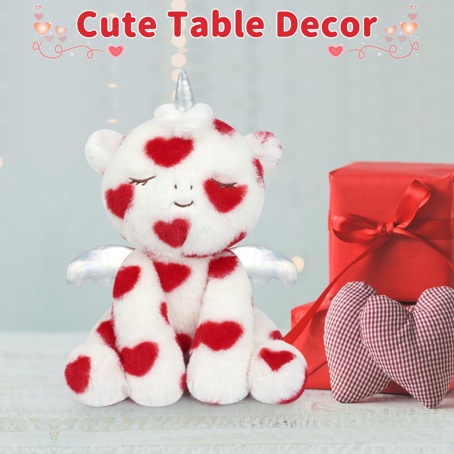 Kophinye Unicorn Plush, 12Inch Soft Unicorn Stuffed Animal With Love Heart For Valentines Day, Cute Stuffed Valentines Plush For