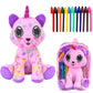 Drawmytoy Coloring Plush Toy With 12 Washable Markers For Little Girls Doodle Dolls Arts And Crafts Soft Diy Washable Doodle Stu