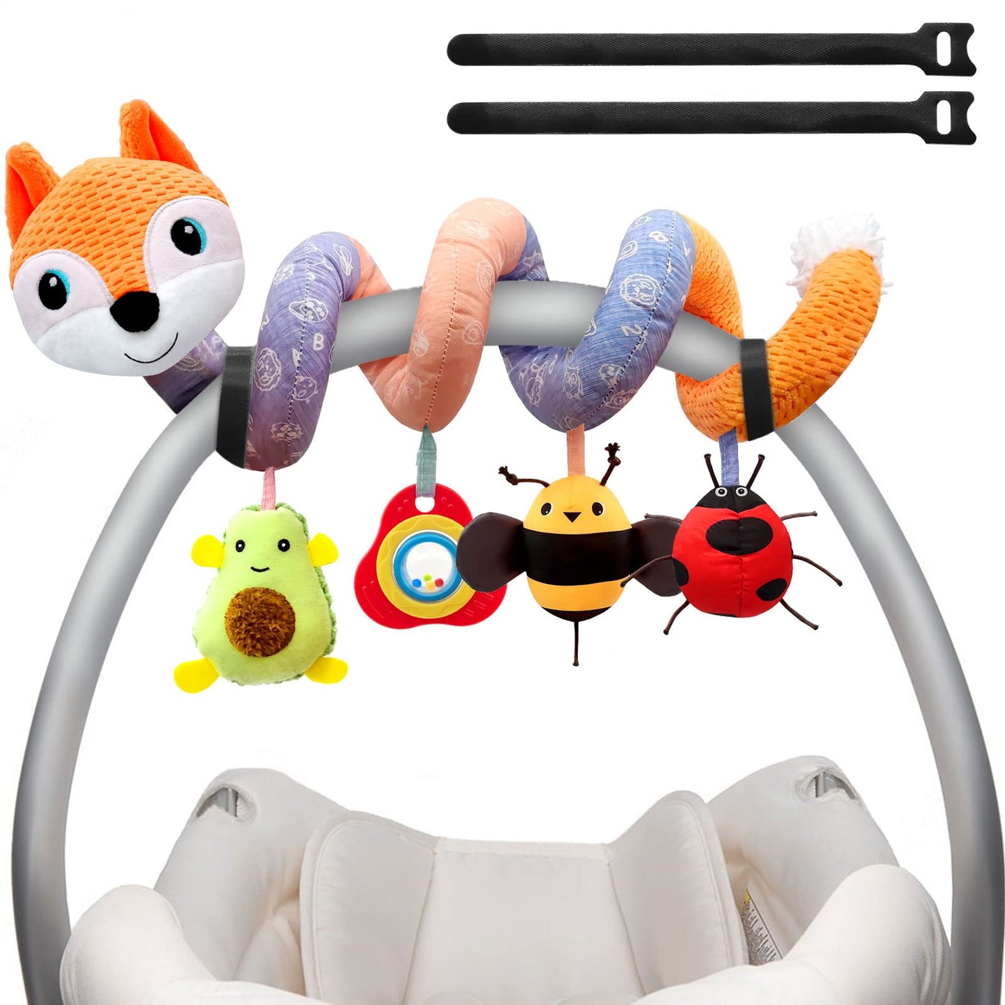 Car Seat Toys Newborn Toys, Stroller Toys Baby Toys 0-3 Months Infant Toys, Baby Toys For Carseat Stroller Crib With Music Rattles Teether, Baby Toys For 0 3 6 9 12 Boys Girls Enfants (Orange)