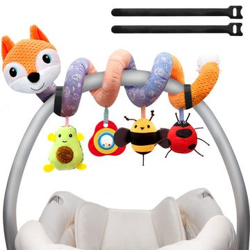 Car Seat Toys Newborn Toys, Stroller Toys Baby Toys 0-3 Months Infant Toys, Baby Toys For Carseat Stroller Crib With Music Rattles Teether, Baby Toys For 0 3 6 9 12 Boys Girls Enfants (Orange)