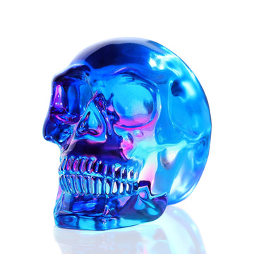Ornalrist K9 Crystal Multicolor Blue And Purple Skull Figurines Halloween Day Of The Dead Decor Glass Skull Gifts For Skull Love