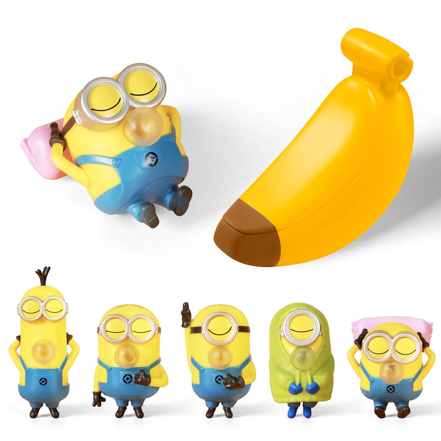 Minions Blind Box Figures Toys, Banana Rocking Sleeping Bag Squeeze Toys, Keychain Stress Relief Toys, Banana Stress Toys To All Ages, Squishy Stress Toys For Kids Boys Girls, 1 Pack