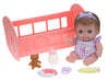 Jc Toys Lil Cutesies 9'' All Vinyl Baby Doll Bed Time Gift Set | Posable And Washable | Removable Outfit | Rocking Crib And Bed