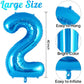 Blue Number 2 Balloon 40 Inch, Big Large Foil Helium Number Balloons, Jumbo Giant Mylar Number 2 Balloons For 2 Second Birthday