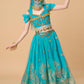 Ellydoor Princess Jasmine Costume For Girls Aladdin Dress Up Halloween Cosplay Party Belly Dance Outfit Blue, Tag 120