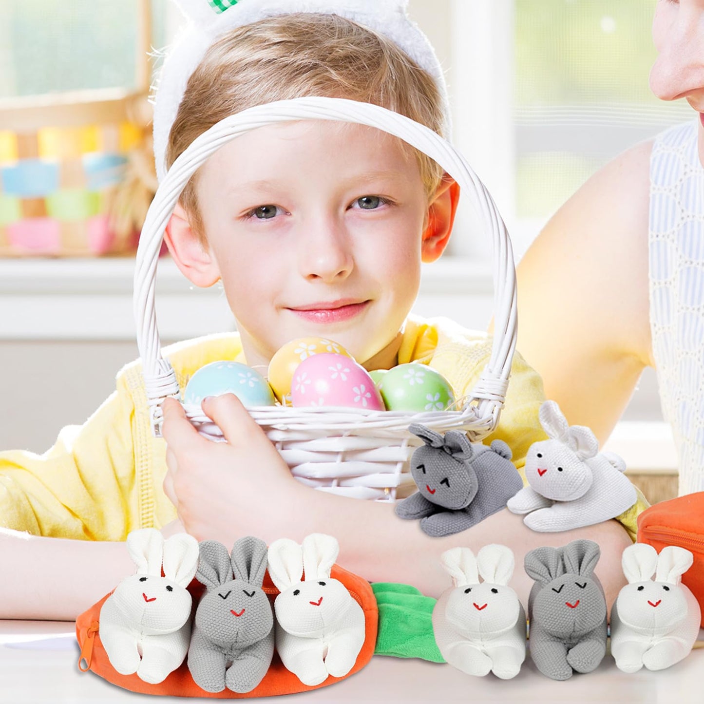 Shyhand Easter Bunny Plush Three Bunnies In Carrot Pouch Hidden Bunny Plush Bunny Stuffed Animal Bunny Doll Zip Up Carrot Bunny