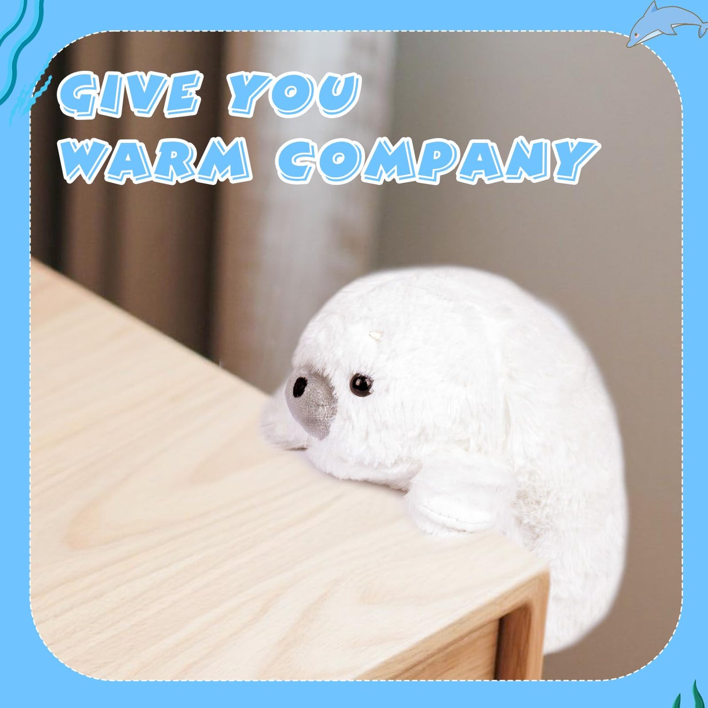 CWZY 7.8 White Seal Plush - Posture Improvement Desk Buddy - Soft & Supportive Sitting Companion - Cute Stuffed Animal for Office  Study  and Gift