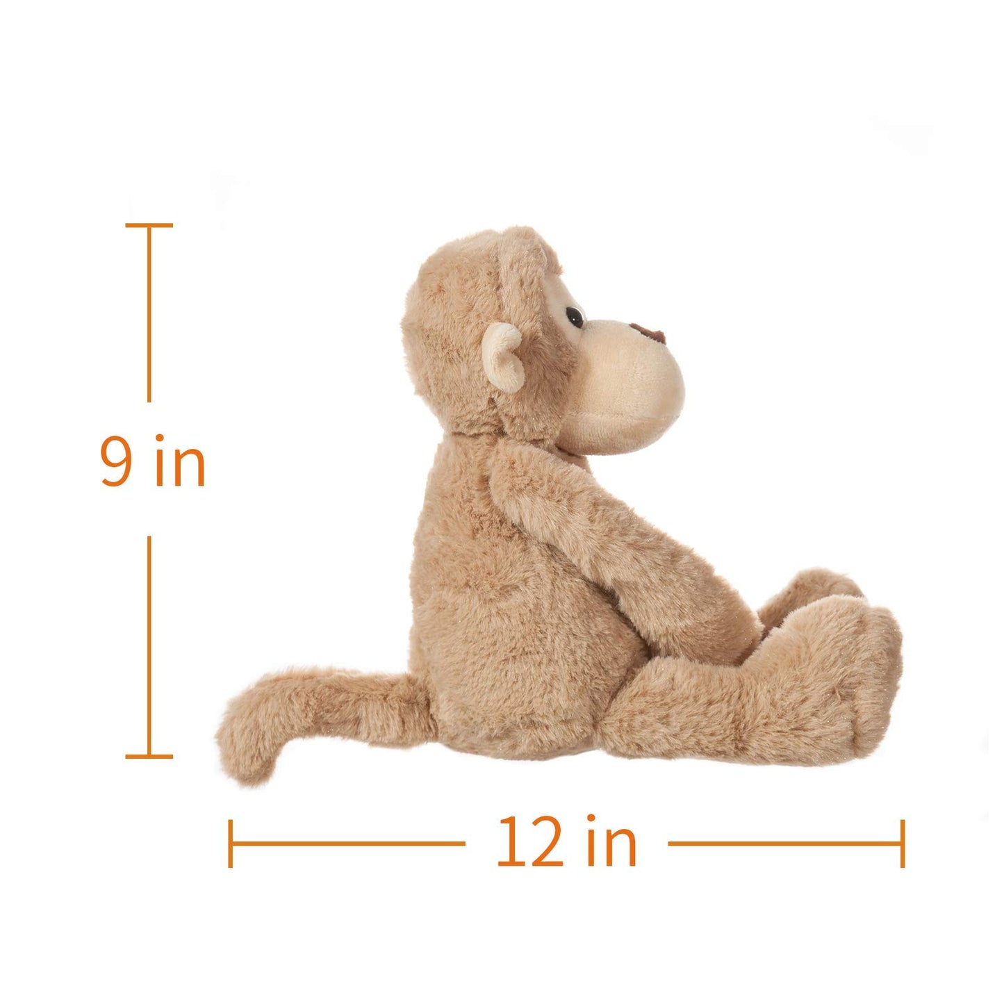 Apricot Lamb Plush Light Brown Monkey Stuffed Animal, 9 Inches, Soft Polyester, Cuddly Toy for Kids