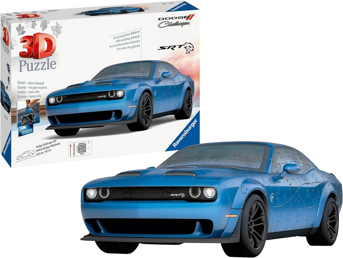 Ravensburger Dodge Challenger SRT Hellcat Redeye Widebody 108 Piece 3D Jigsaw Puzzle for Kids and mature-themed - 11283 - Easy Click Technology Means Pieces Fit Together Perfectly