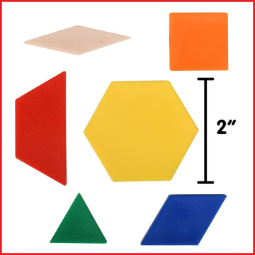 Edxeducation Plastic Pattern Blocks - Set Of 250 - Early Geometry Skills - Math Manipulative For Shape Recognition, Symmetry, Pa