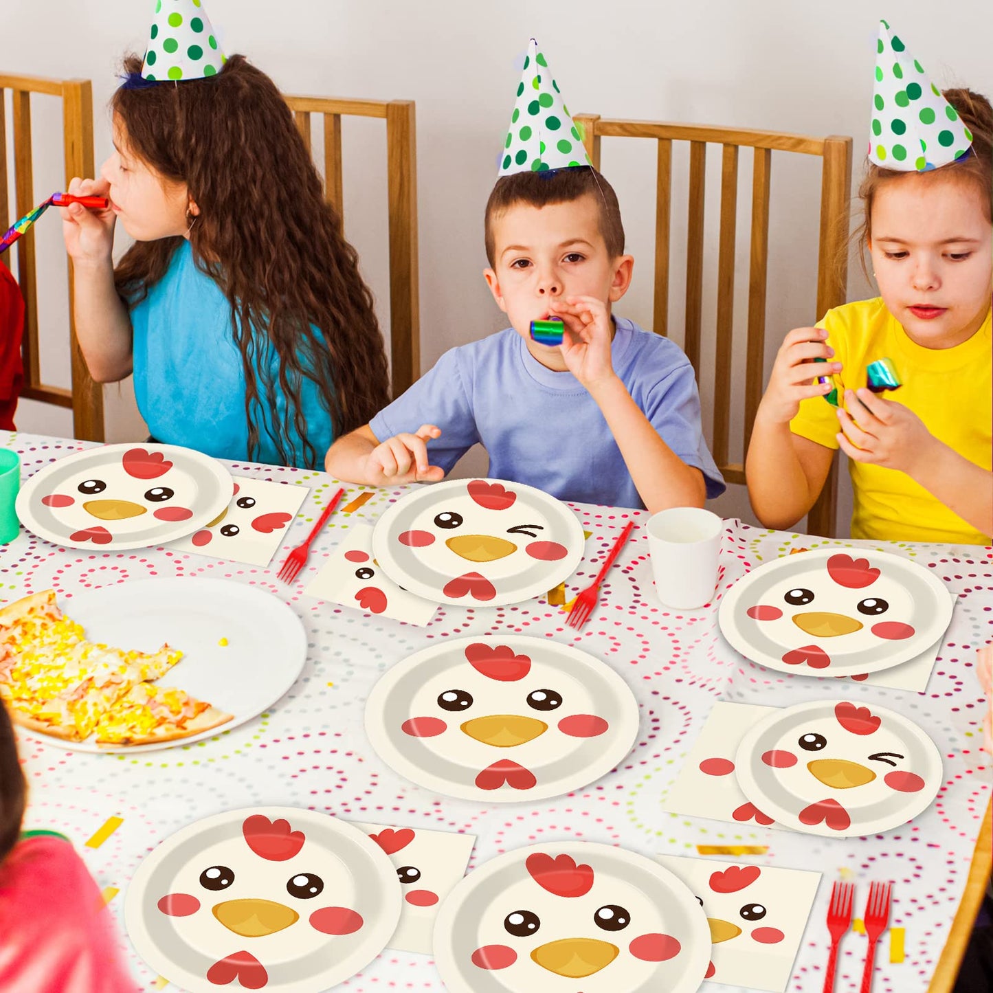 Gisgfim 96 Pcs Chicken Birthday Party Supplies Paper Plates Napkins Chicken Themed Party Birthday Decorations Favors For Kids Se