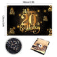 NC Happy 20th Birthday Backdrop Banner, 20th Size, Glitter Gold & White, Polyester, Step and Repeat Decorations for Photography Party Supplies