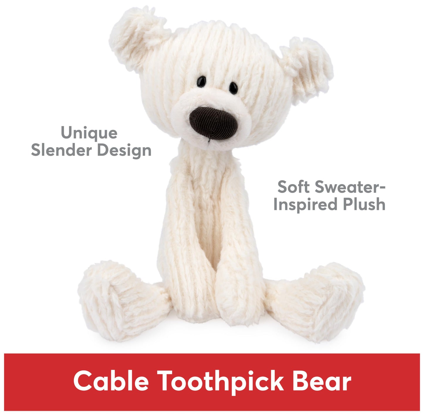 GUND Toothpick Bear Stuffed Animal, Cream, 15”, Polyester, Model 6065047, Ages 1+