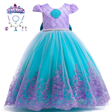 Purfeel Girls Mermaid Princess Dress Kids Mermaid Costume Dress Up For Ariel 4-5Years