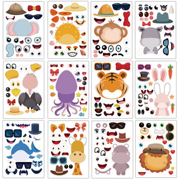 24 Sheets Make Your Own Stickers Make A Face Stickers For Kids Toddlers With Construction Ambulance Fire Truck Freight Car Polic