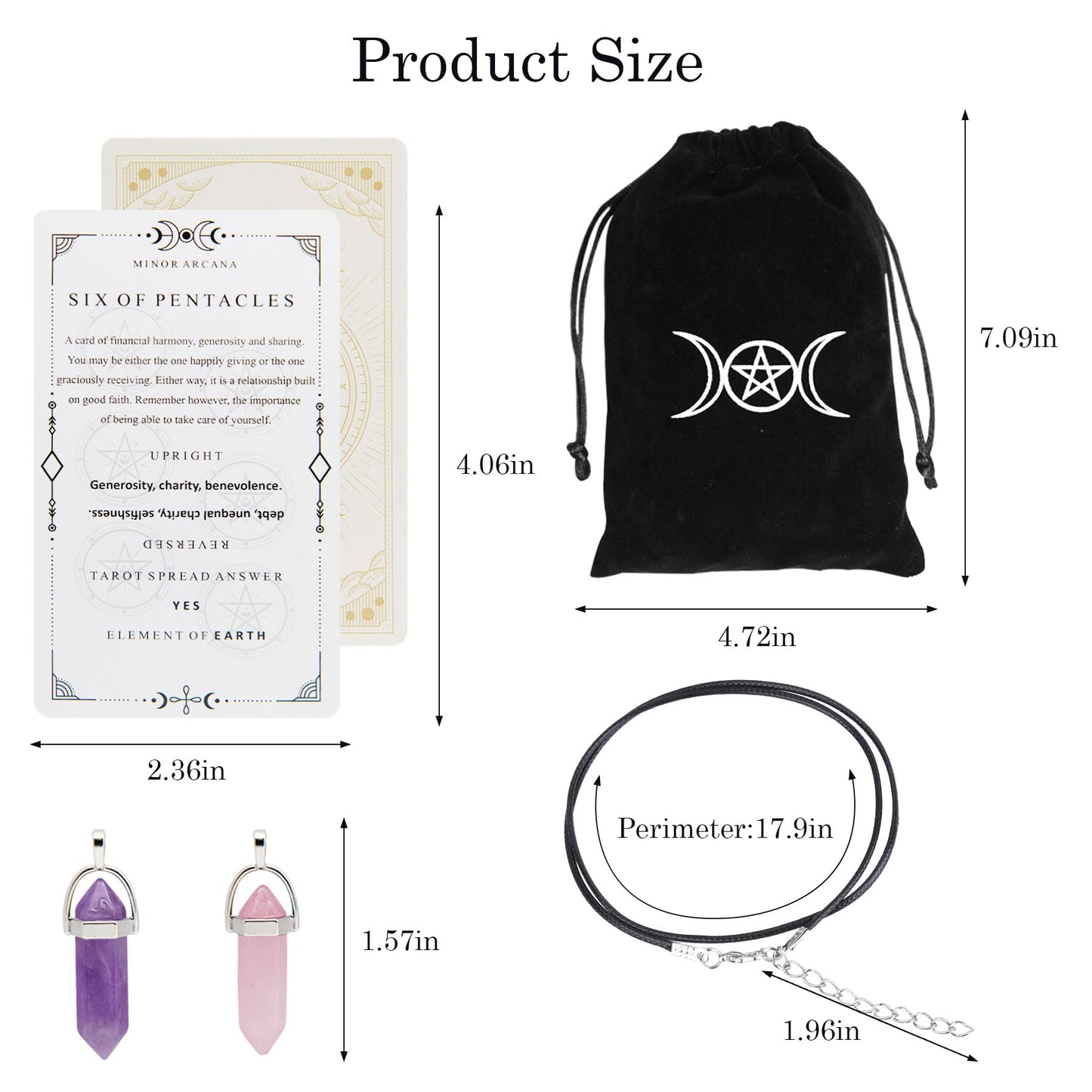 Knana Tarot Cards For Beginners, Learning Tarot Cards Deck With Meanings On Them, Pocket Tarot Deck With Tarot Bag Amethyst Crys