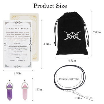 Knana Tarot Cards For Beginners, Learning Tarot Cards Deck With Meanings On Them, Pocket Tarot Deck With Tarot Bag Amethyst Crys