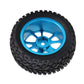 Mxfans Black 75mm Dia Beard Pattern Rubber Tyre & Blue Aluminum Alloy 10-Spoke Wheel Rims with 12mm Hex for RC 1:10 On Road Car