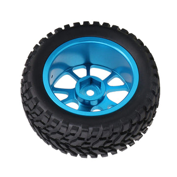 Mxfans Black 75mm Dia Beard Pattern Rubber Tyre & Blue Aluminum Alloy 10-Spoke Wheel Rims with 12mm Hex for RC 1:10 On Road Car
