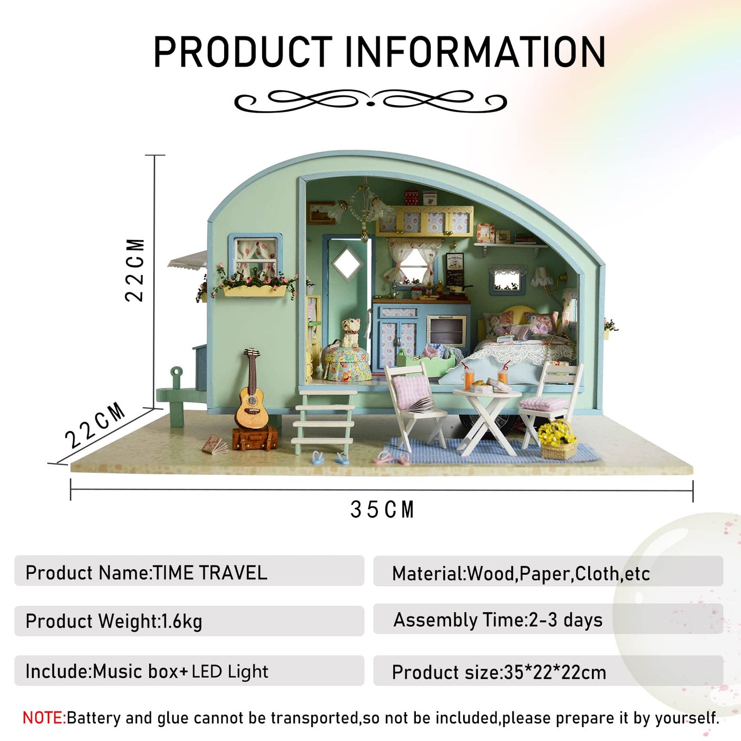 DIY Miniature Doll House Kit  CUTEROOM Caravan Doll House Kit with Furniture  Mini Wooden Dollhouse Toys for mature-themed Birthday Gift