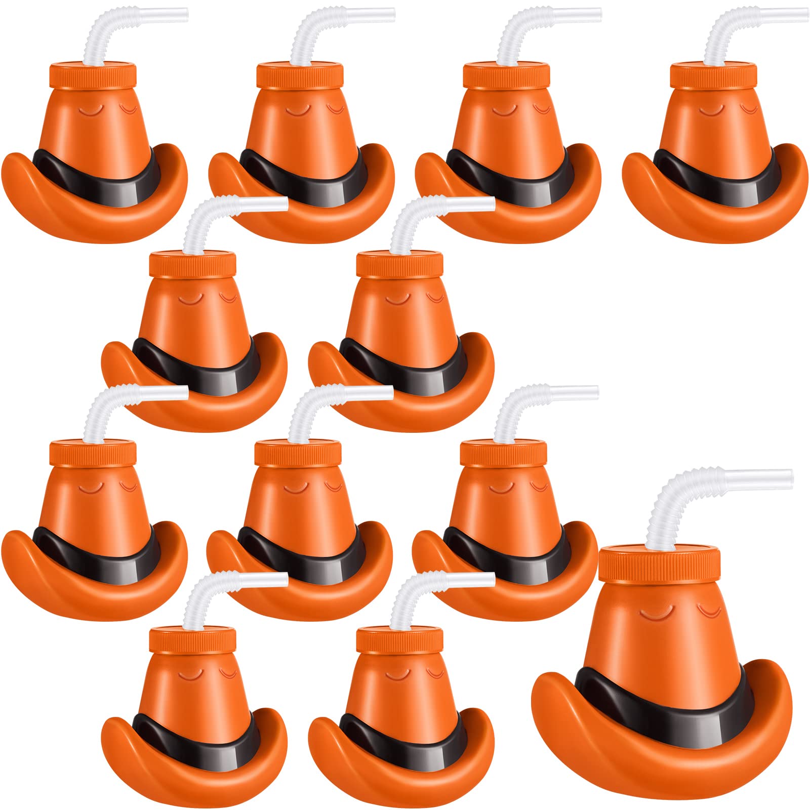 Amyhill Cowboy Hat Cups with Lids and Straws 12 oz Plastic Cowboy Hat Cups for Western Party Supplies Cowboy Birthday Party Deco
