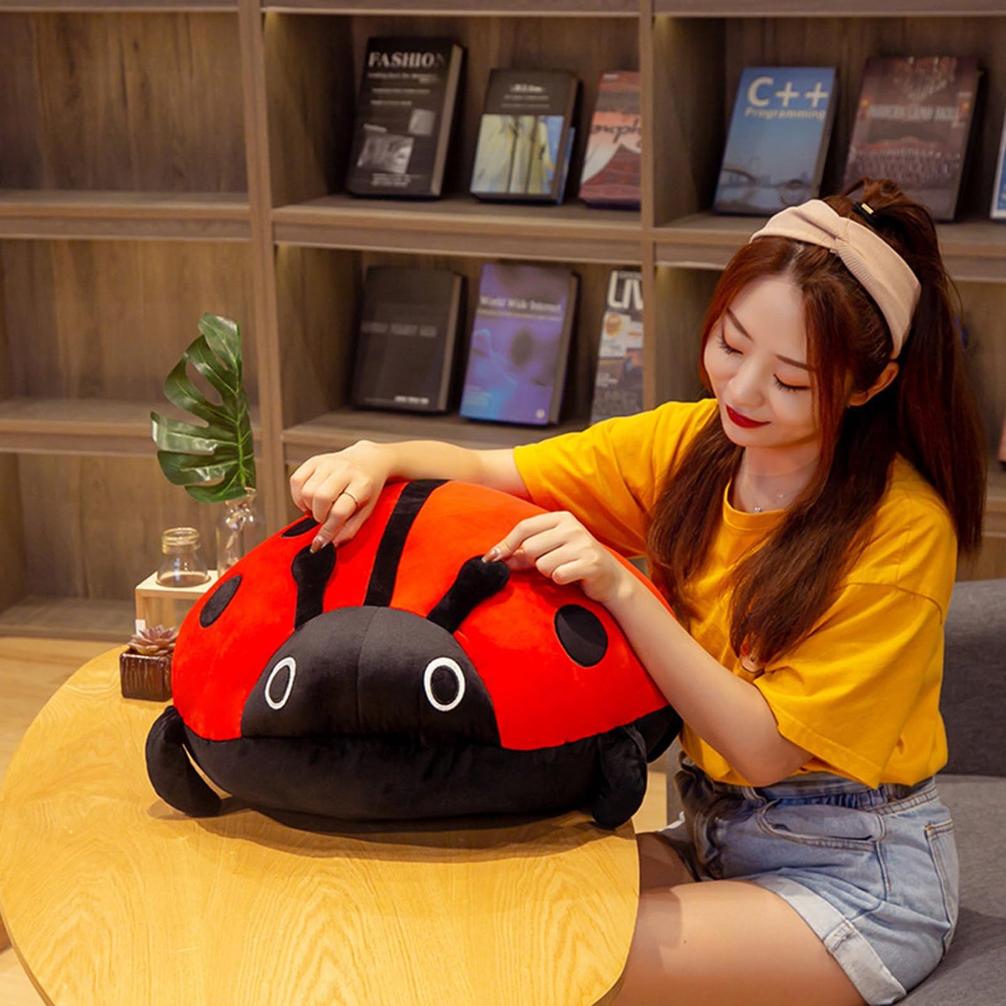 Cute 16 Inch Stuffed Ladybug Animals Ladybird Plush Toys Pillow Anime Lady Beetle Plushie Hugging Pillow Ladybug Doll Gift for Kids and Lovers in Birthday  Christmas  Valentine's Day (Orange)