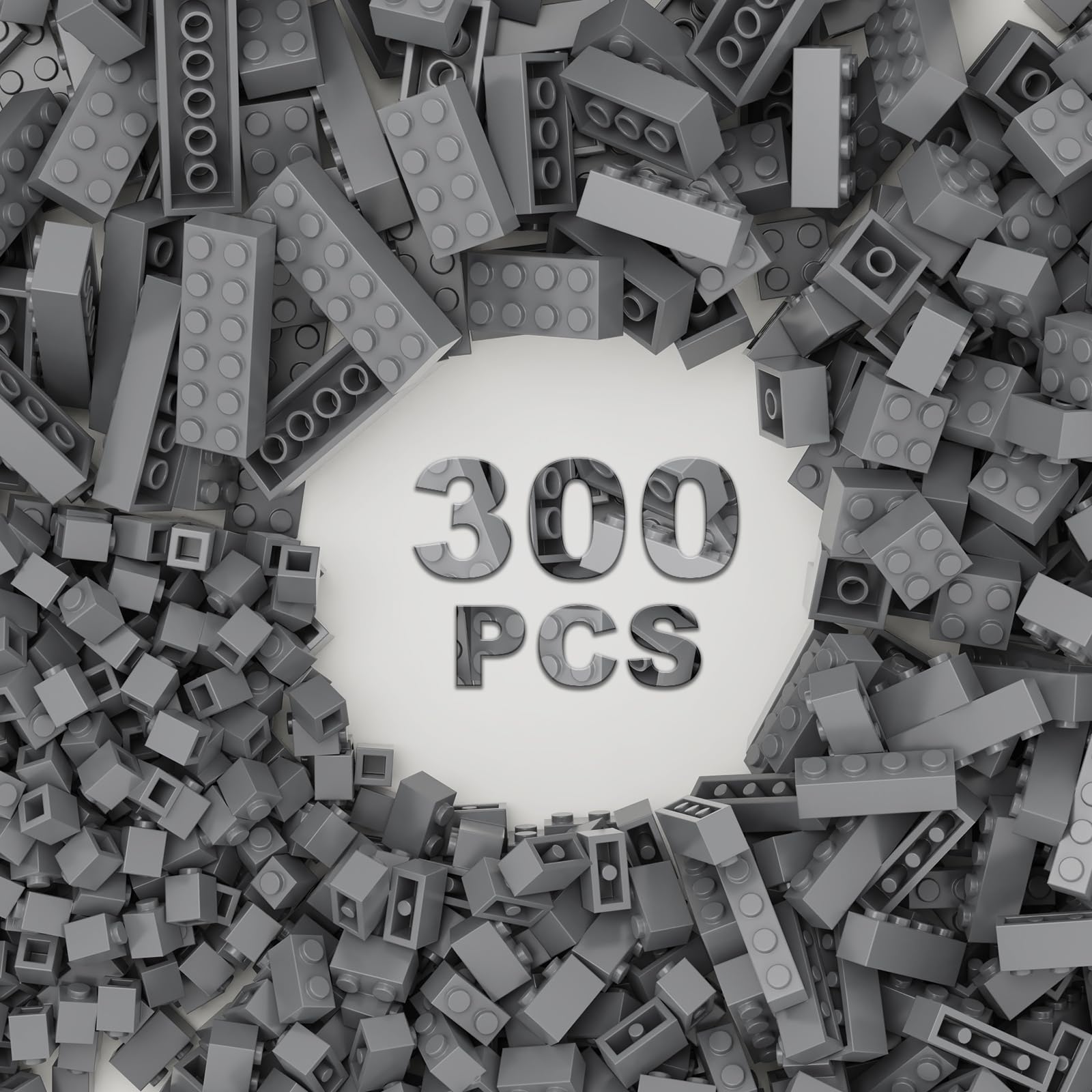 Webrick 300 Pcs Classic Building Bricks, Dark Gray Bulk Bricks, Compatible With Lego And Major Brands Parts And Pieces, Creative