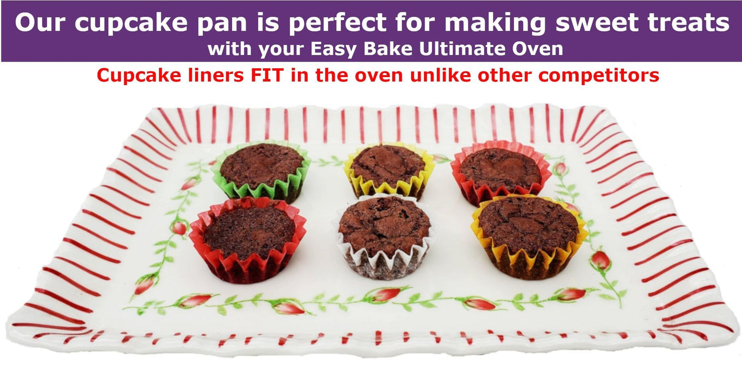 Deluxe Pan Set Compatible With Easy Bake Ultimate Oven | Includes 60 Cupcake Liners That Will Fit, Unlike Others!! | Kids' Accessories For Cooking Easy Bake Oven Mixes