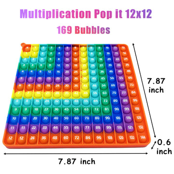 Petbsnvb Multiplication 12X12, Addition 1-12, Alphabet Popper, Math Fidget Popper, Learn Multiplication With Pop Fidget Toy, Number Popper, Fidget Toys, Bubble Sensory Rainbow (Multiplication + Add)