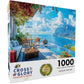 Cross & Glory - Patio By The Sea - 1000 Piece Jigsaw Puzzle For Adults | Serene Coastal Patio And Ocean View Puzzle | Challengin