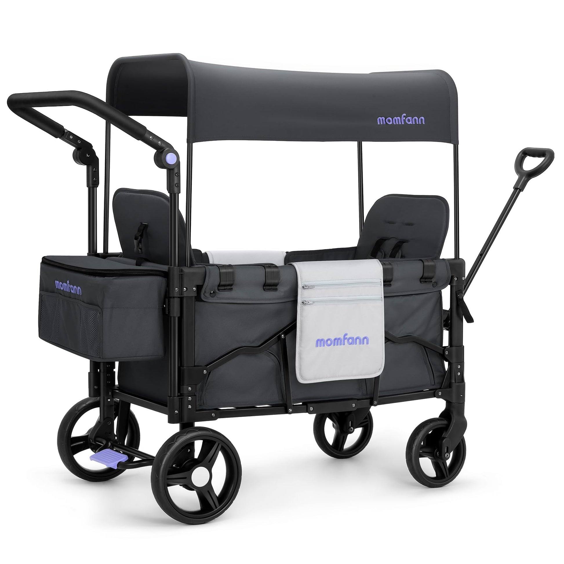 Momfann Stroller Wagon For Kids, Wagon Stroller Toddlers 2 Seaters, All-Terrain Baby Wagon Outdoor With Canopy, Parent Organizer