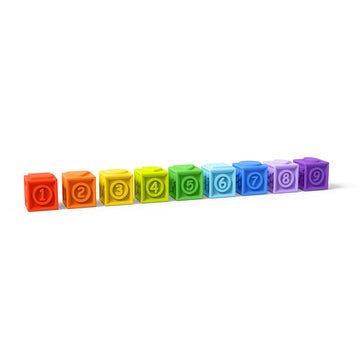 Bright Starts KaledioCubes 9pk Stack & Squeeze Blocks Baby Bath Toys - Play & Learn with Colors, Numbers & Shapes, Ages 3 Months