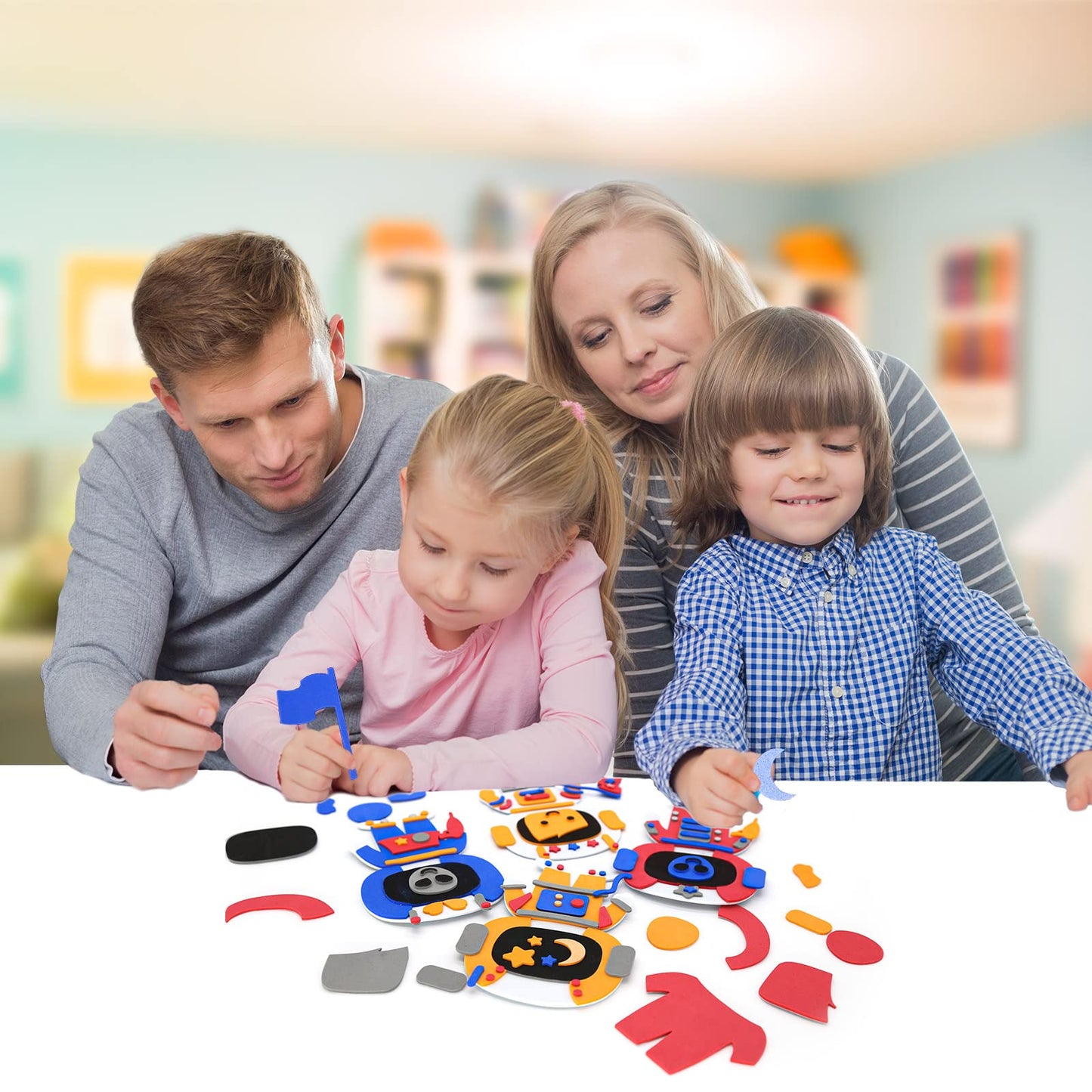 Vkpi 4 Pieces Eva Foam Art Crafts Gift Kit, Creative Make Your Own Spacemen, Cartoon Foam Paper Craft Projects For Kids Ages 4+