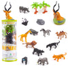 Unique Kids Mini Wild Animals 15-Pcs Figure Set | Realistic Sensory Tube Playset For Toddlers 3-5, Party Favors