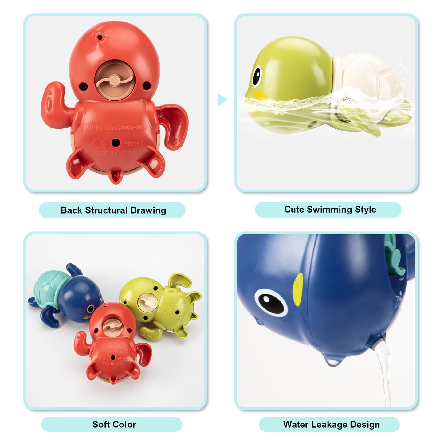 Bath Toys, 3 Pack Cute Swimming Turtle Bath Toys For Toddlers 1-3, Floating Wind Up Toys For 1 Year Old Boy Girl, New Born Baby Bathtub Water Toys, Preschool Toddler Pool Toys