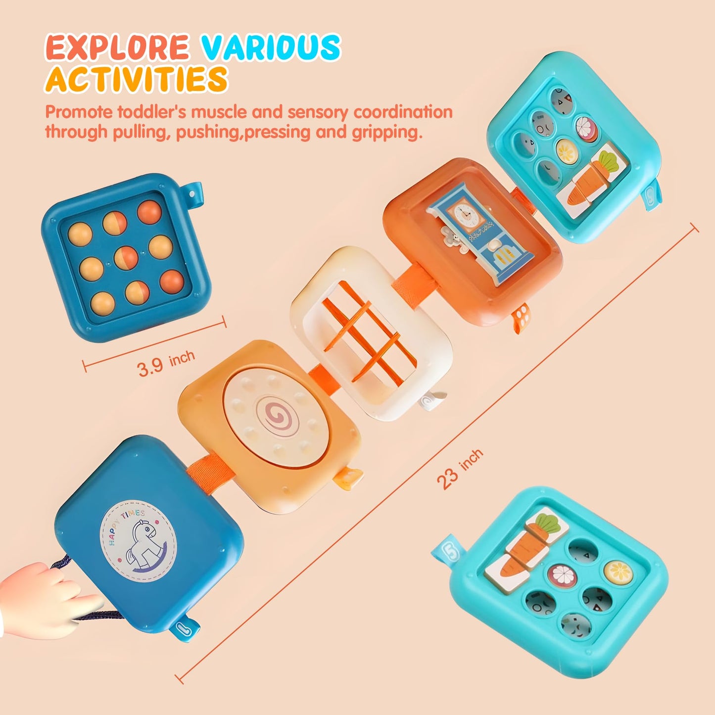 Sosushoe Busy Board For 1 Year Old, Montessori Toys For 1 Year Old, Baby Toys For 6-12 Months,Travel Activities Busy Board Busy
