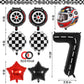 Race Car 7 Balloons, 40 Inch Racetrack Number 7 Balloon, Large Foil Mylar Racetrack Black 7 Balloon For 7 Year Old Birthday Race